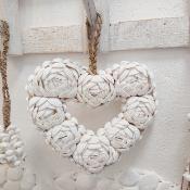 Cœur décoratif en coquillages Fleur  - M 